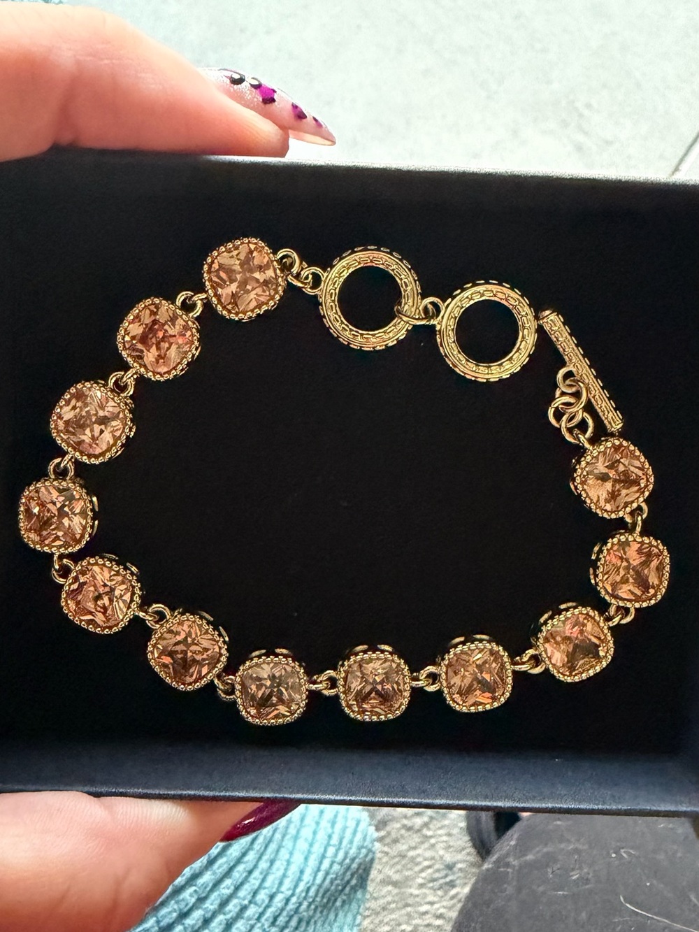 Gold Filled Tennis Bracelet with Toggle Closure